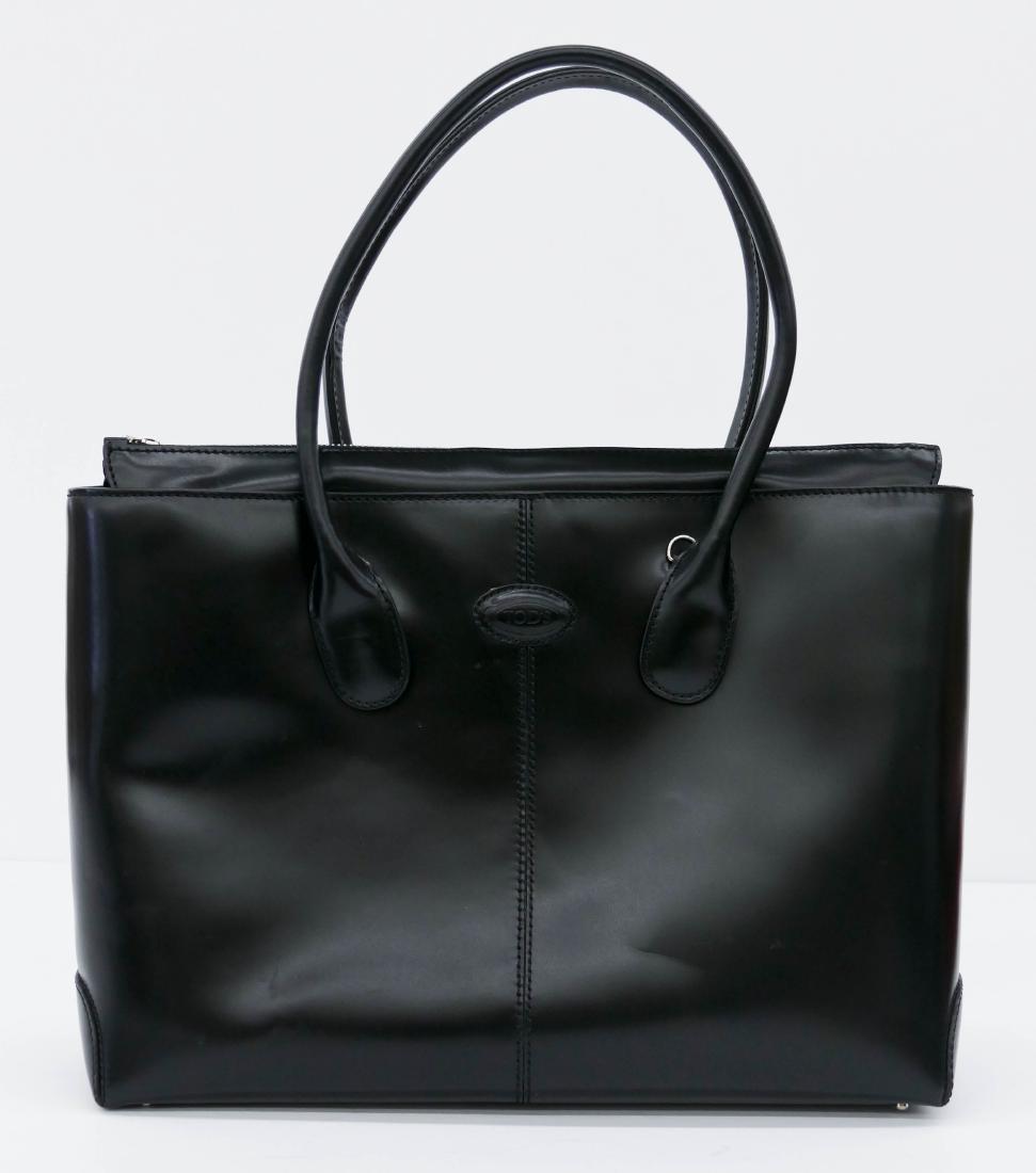 Tod's Italian Black Leather Handbag 18''x14''x4''. (1 of 3)
