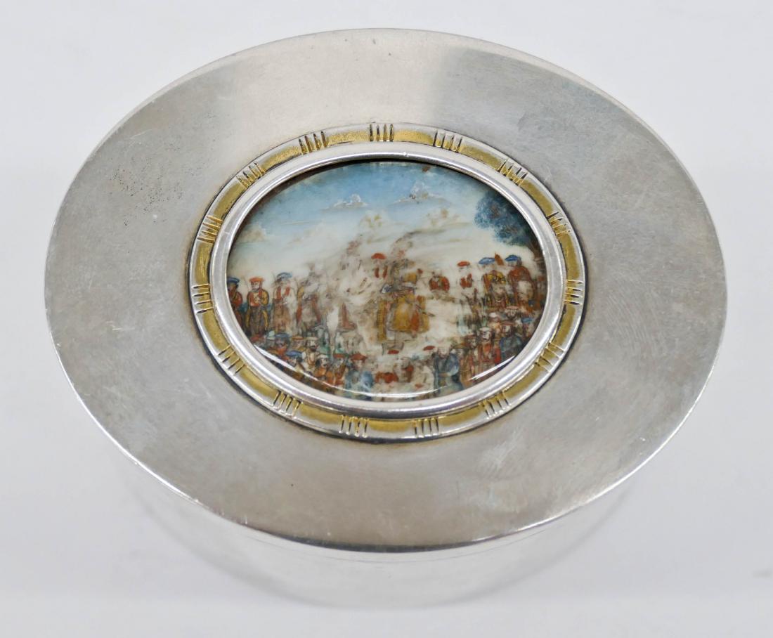 W.A. Bolin Swedish Silver Tea Caddy with Painted (1 of 5)