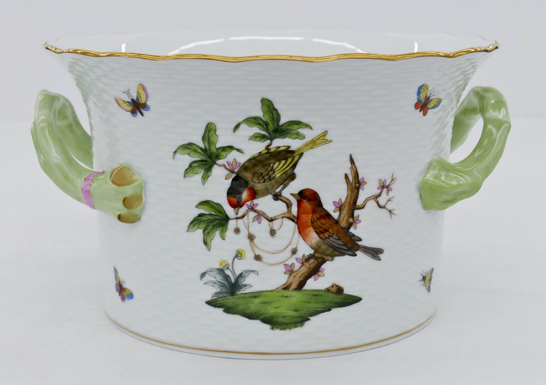 Herend Rothschild Bird Handled Cache Pot 6''x10.5''. (1 of 2)