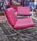 Pair Barcelona Style Red Leather & Chrome Chairs - 2