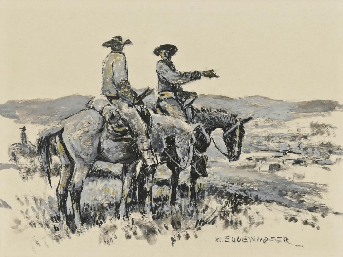 Nick Eggenhofer (1897-1985 Wyoming) Cowboy Drawing (1 of 2)