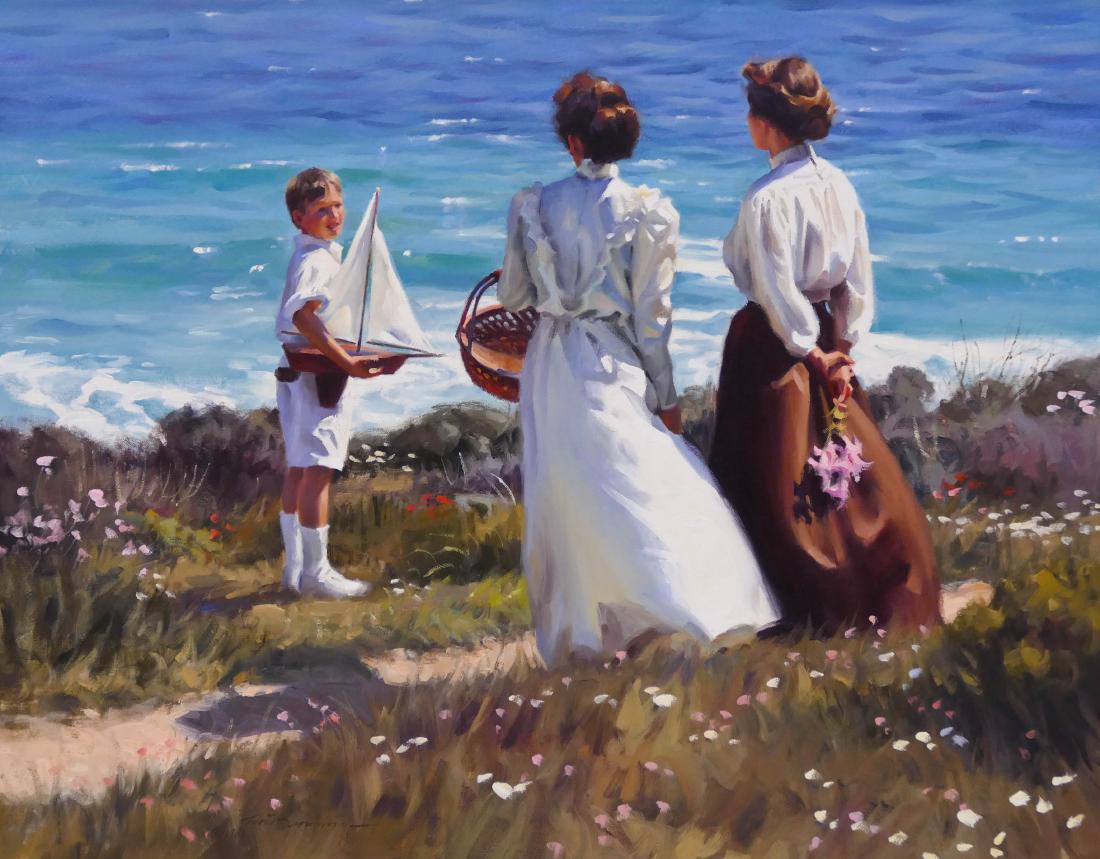 Tom Browning (b.1949 Oregon) ''The New Boat'' 1989 Oil (1 of 3)