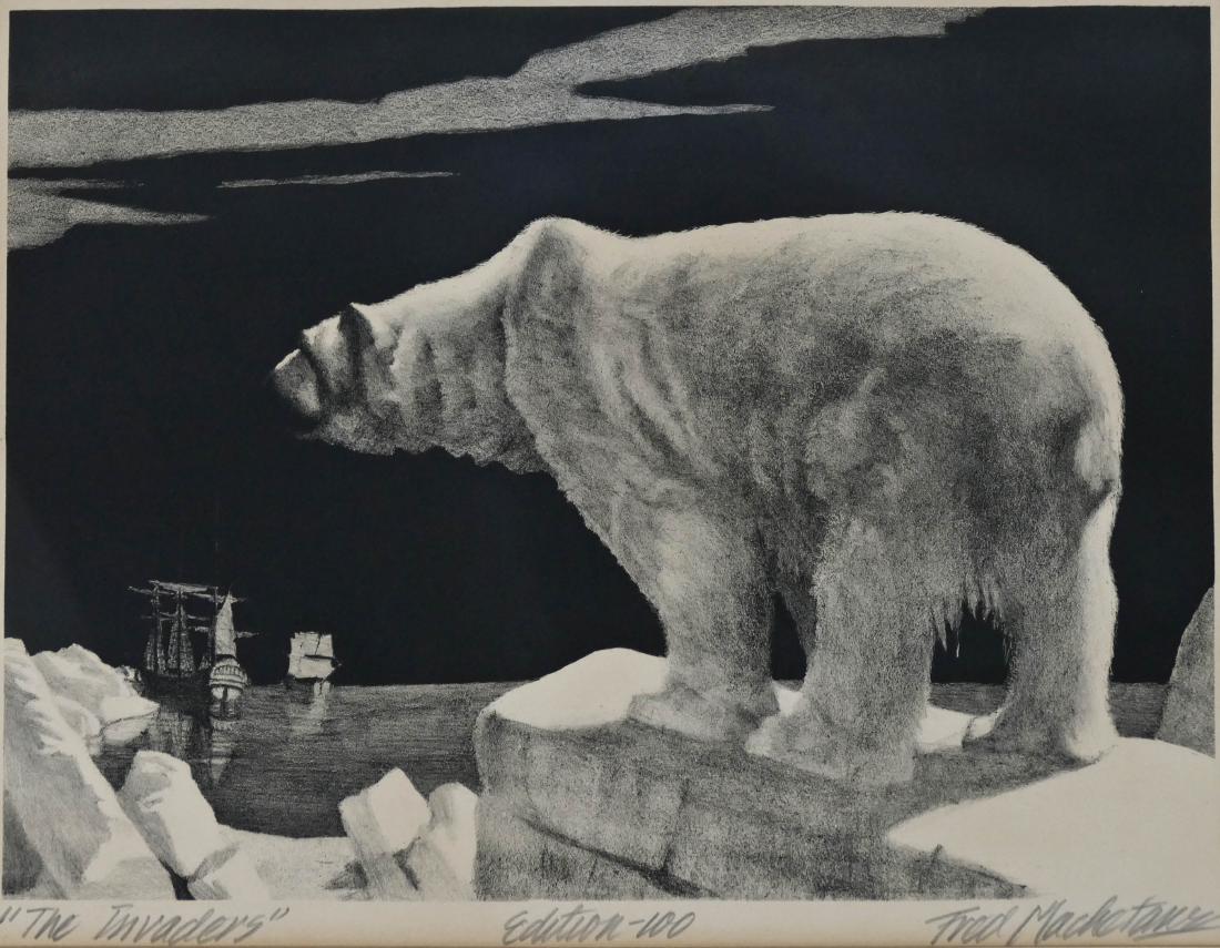 Fred Machetanz ''The Invaders'' 1973 Stone Lithograph (1 of 2)