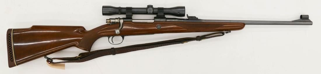 Browning Safari .30-06 Bolt Action Rifle 43.5''. Made: Browning Safari .30-06 Bolt Action Rifle 43.5''. Made in Belgium. Serial number L4677. Comes with a mounted Weaver K4 60-B scope. Light wear from use. Lot requires FFL or background check made by Pint