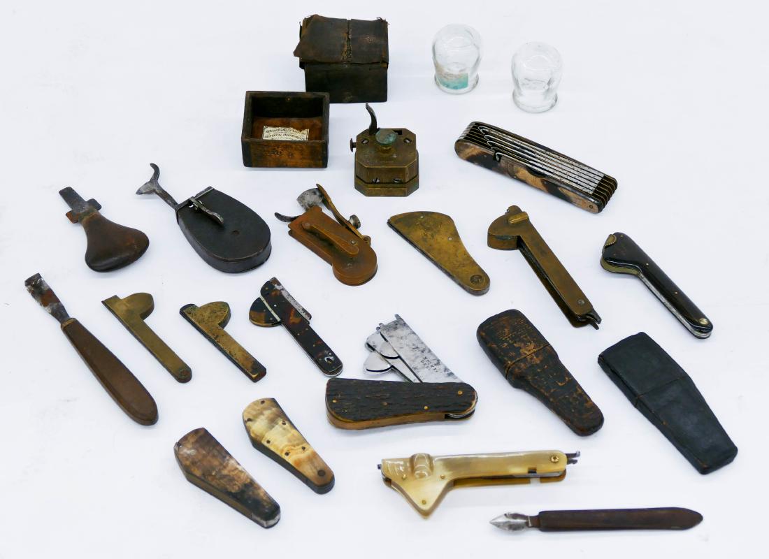 19pc Civil War Blood Letting Fleam and Lancet Tools.
