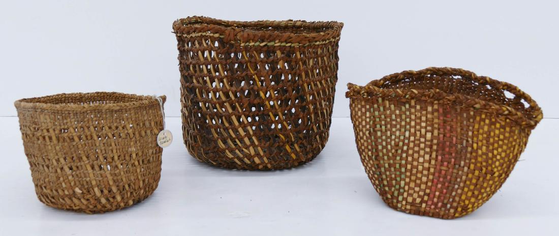 3pc Lummi Salish Cedar Clam Baskets 6'' to 9''. Woven (1 of 1)