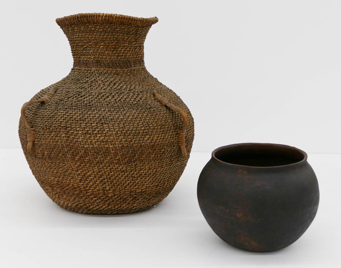 2pc Apache Indian Basket & Cooking Pot. Includes a (1 of 2)