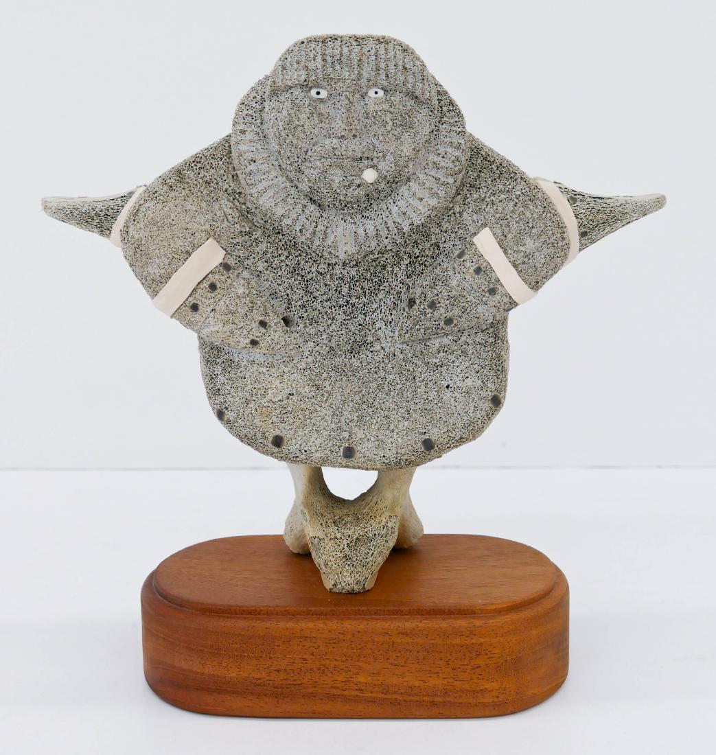 Alaskan Eskimo Carved Whale Bone Vertebrae Sculpture