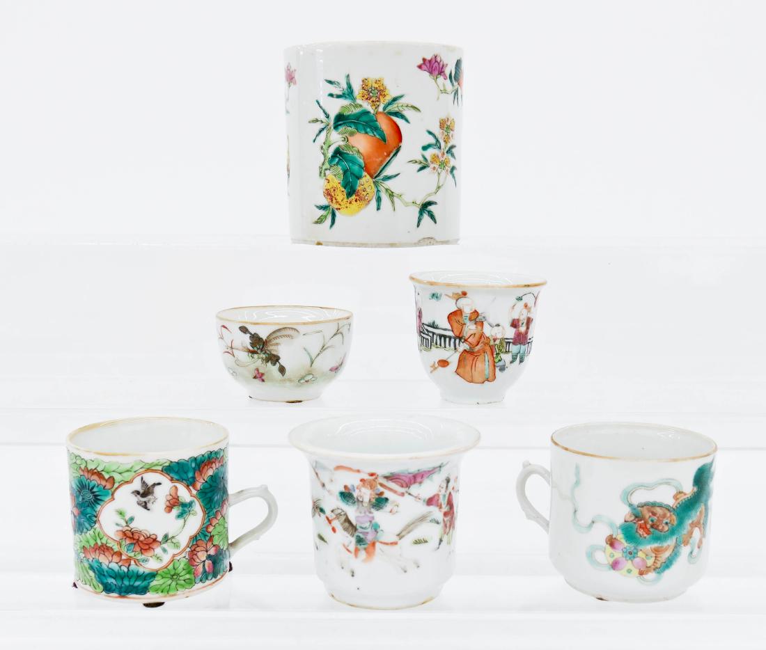 6pc Chinese Tongzhi Porcelain Tankards or Mugs. Sizes (1 of 3)