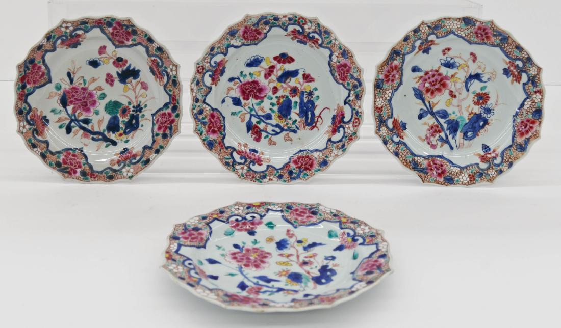 Set 4 Chinese Export Foliate Rim Porcelain Plates 9'' (1 of 3)