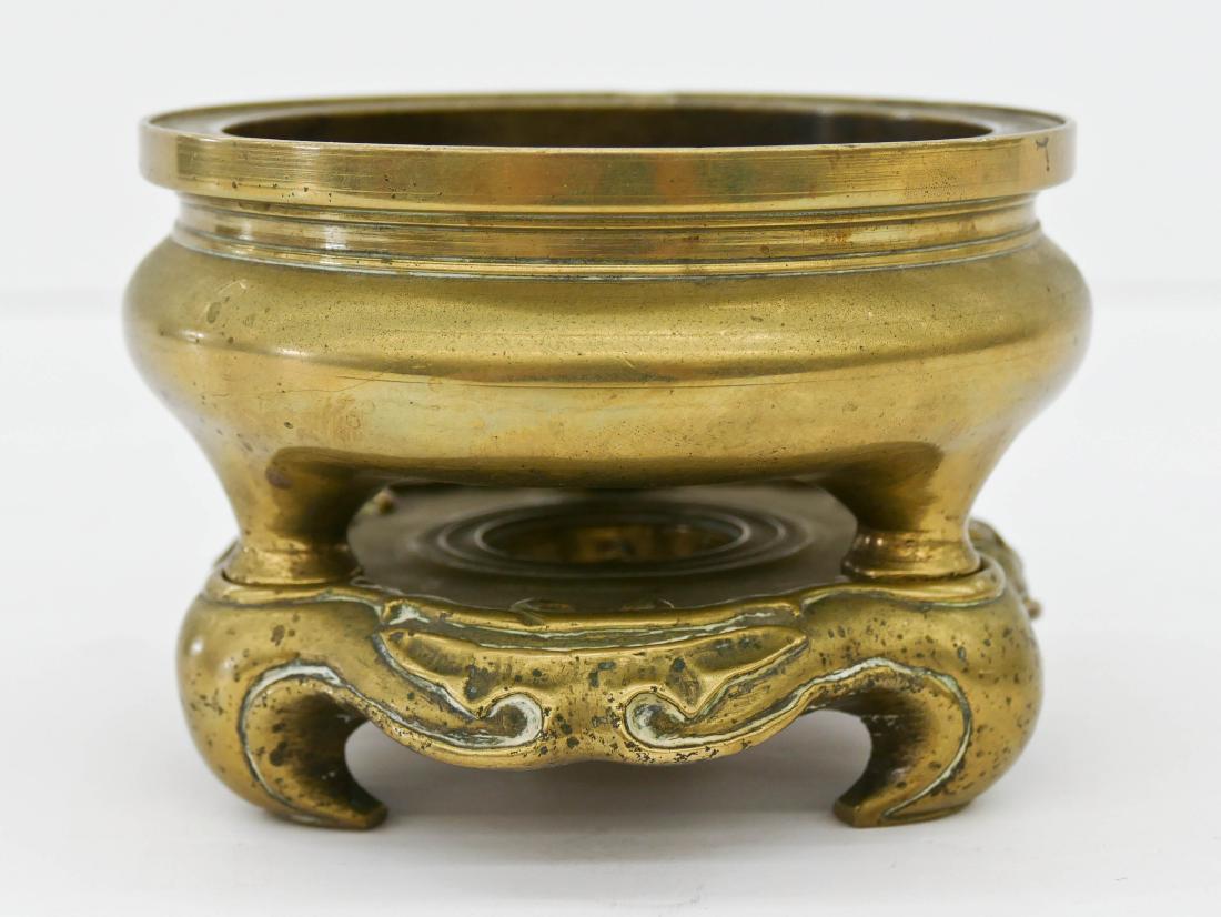 Chinese Qing Bronze Tripod Censer on Stand 3.5''x5.5''. (1 of 6)