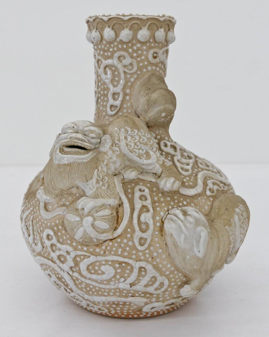Chinese Foo Lion Biscuit Glazed Ceramic Vase (1 of 5)