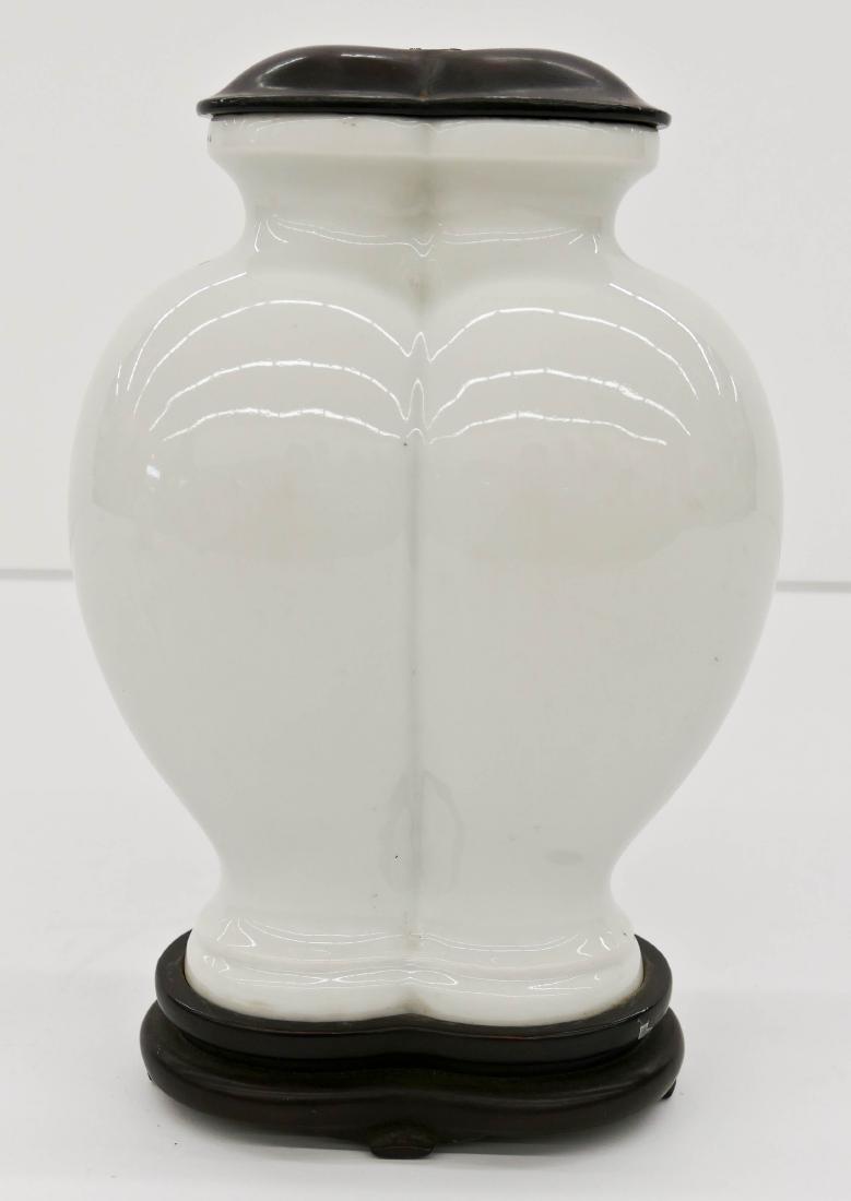 Chinese Blanc de Chine Double Porcelain Vase on Stand (1 of 4)