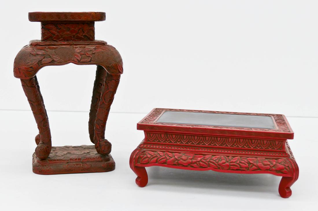 2pc Japanese Red Lacquered Display Stands. Includes a (1 of 2)