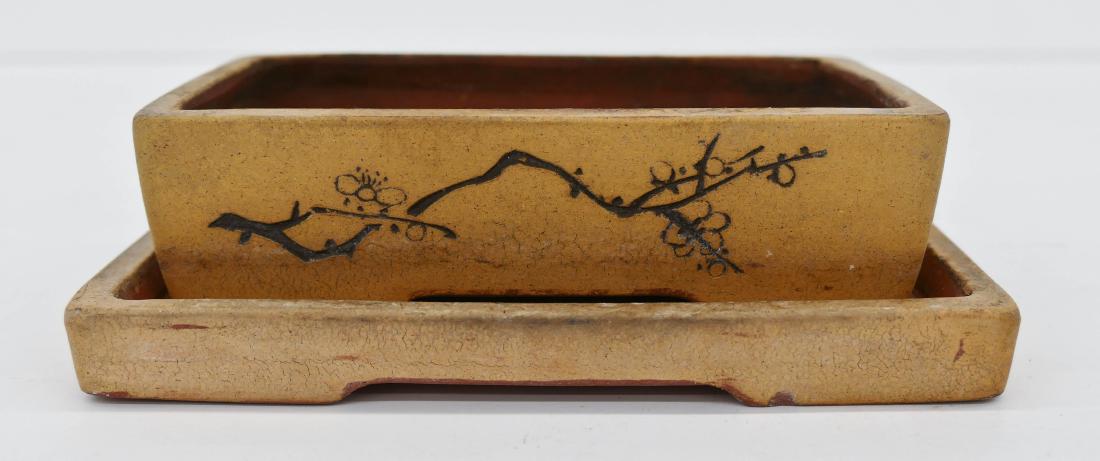 Chinese Buff Colored Yixing Bulb Planter with Under (1 of 3)