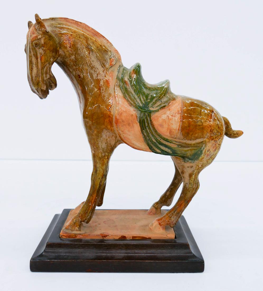 Chinese Tang Sancai Glazed Horse Figure 11.5''x10.5''. (1 of 2)