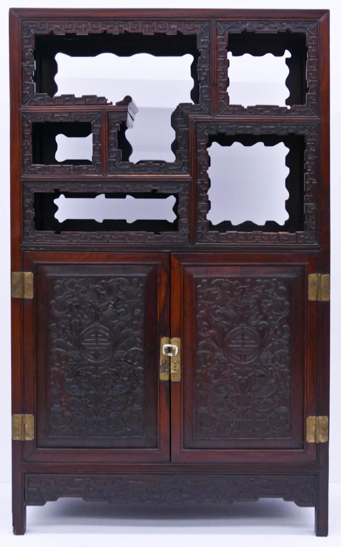 Fine Chinese Rosewood Curio or Collector's Cabinet (1 of 6)