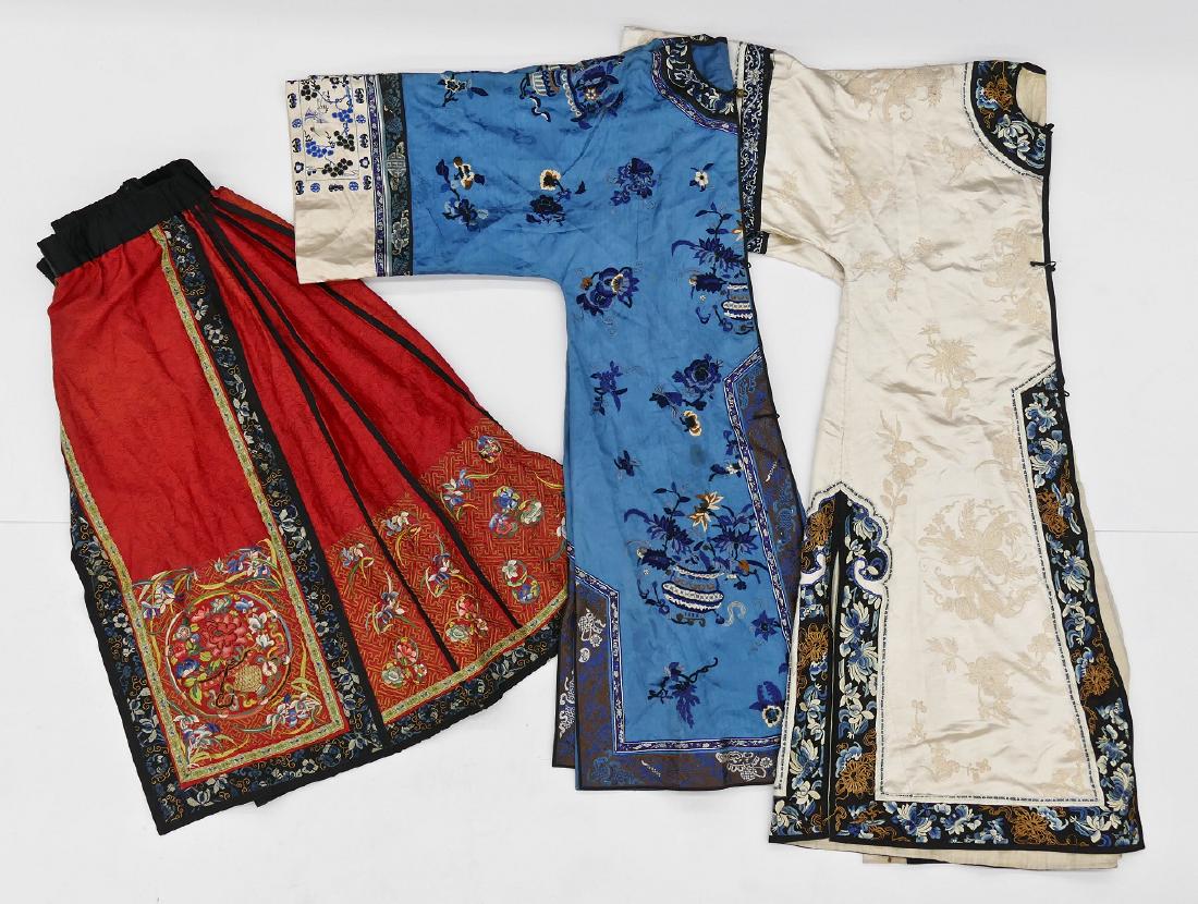 3pc Chinese Silk Embroidered Robes & Skirt. Includes an (1 of 4)