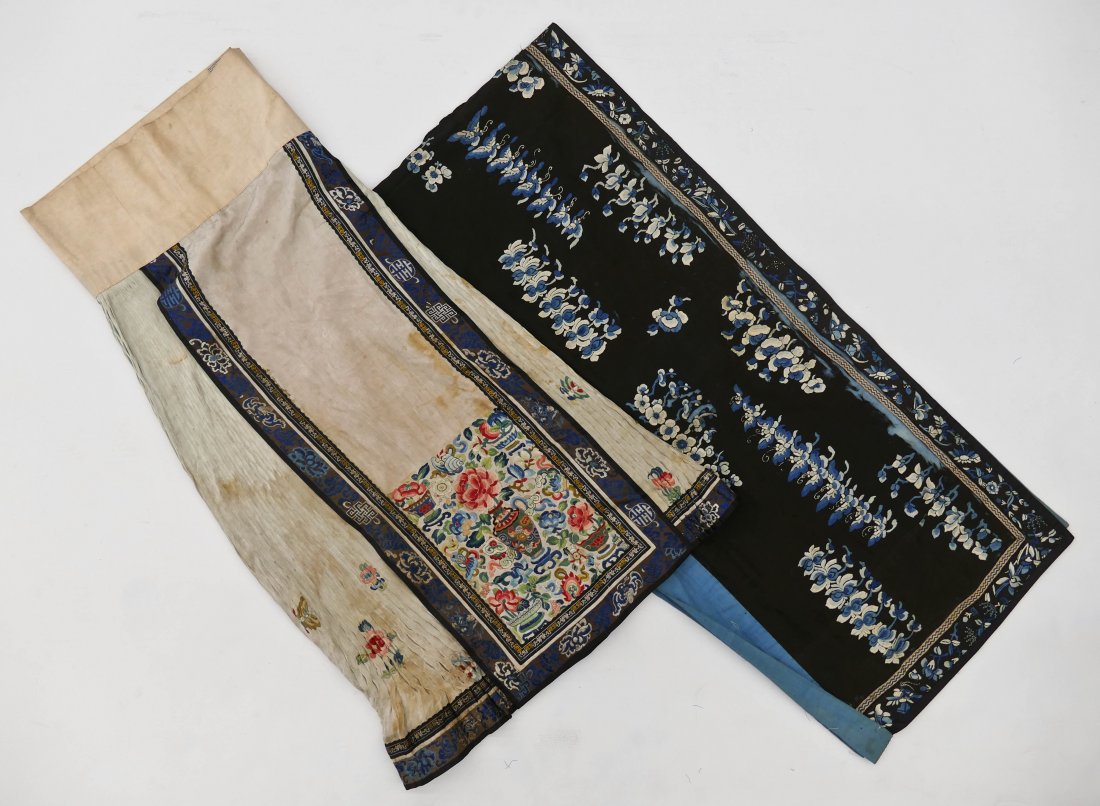 2pc Chinese Silk Embroidered Skirt & Panel. Includes a (1 of 3)
