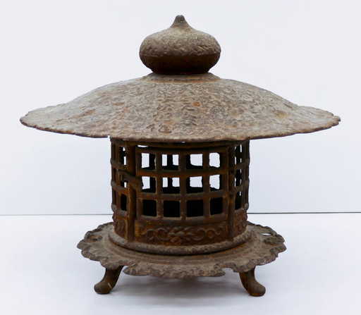 Antique Anese Cast Iron Lantern 19 X24 A Four Part