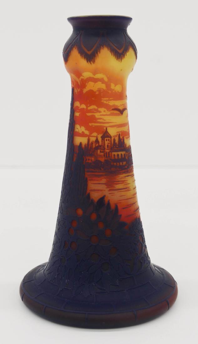 De Vez Cameo Glass Landscape Vase 7.5''x4.5''. Blue to (1 of 3)