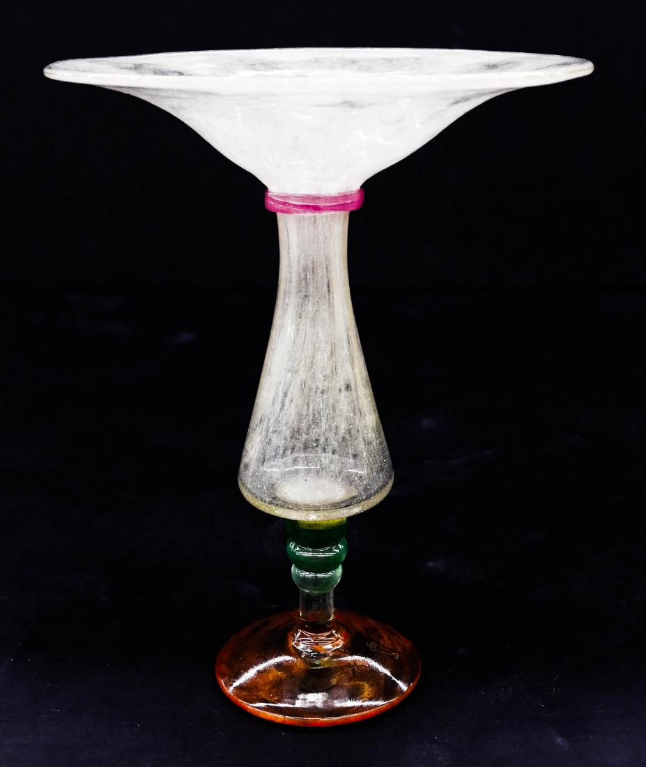 Schneider Tall Art Glass Compote 10''x8''. Milky white (1 of 3)