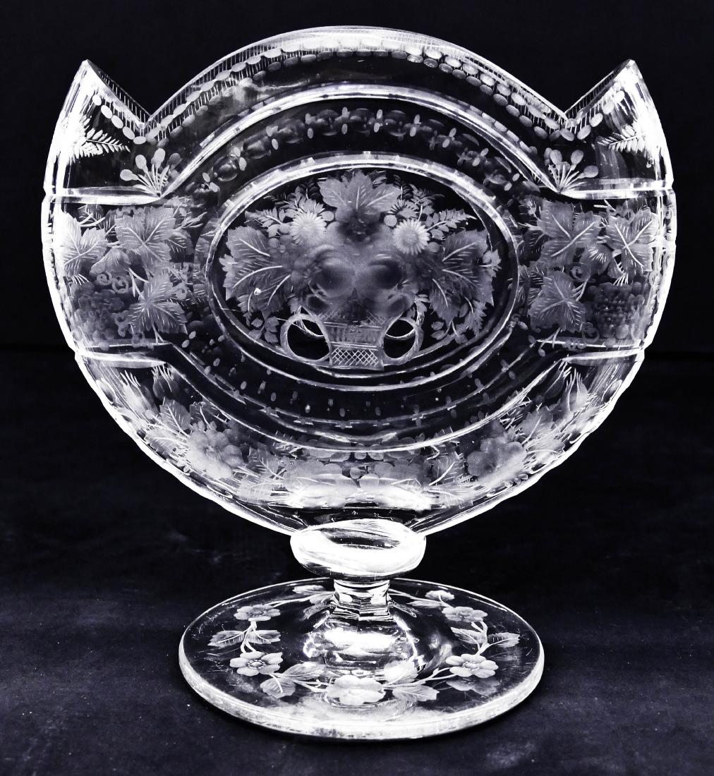 Attributed to Pairpoint Intaglio Cut Glass Fan Vase (1 of 3)