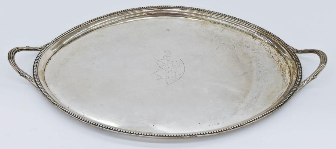 Georgian English Silver Armorial Handled Service Tray (1 of 3)