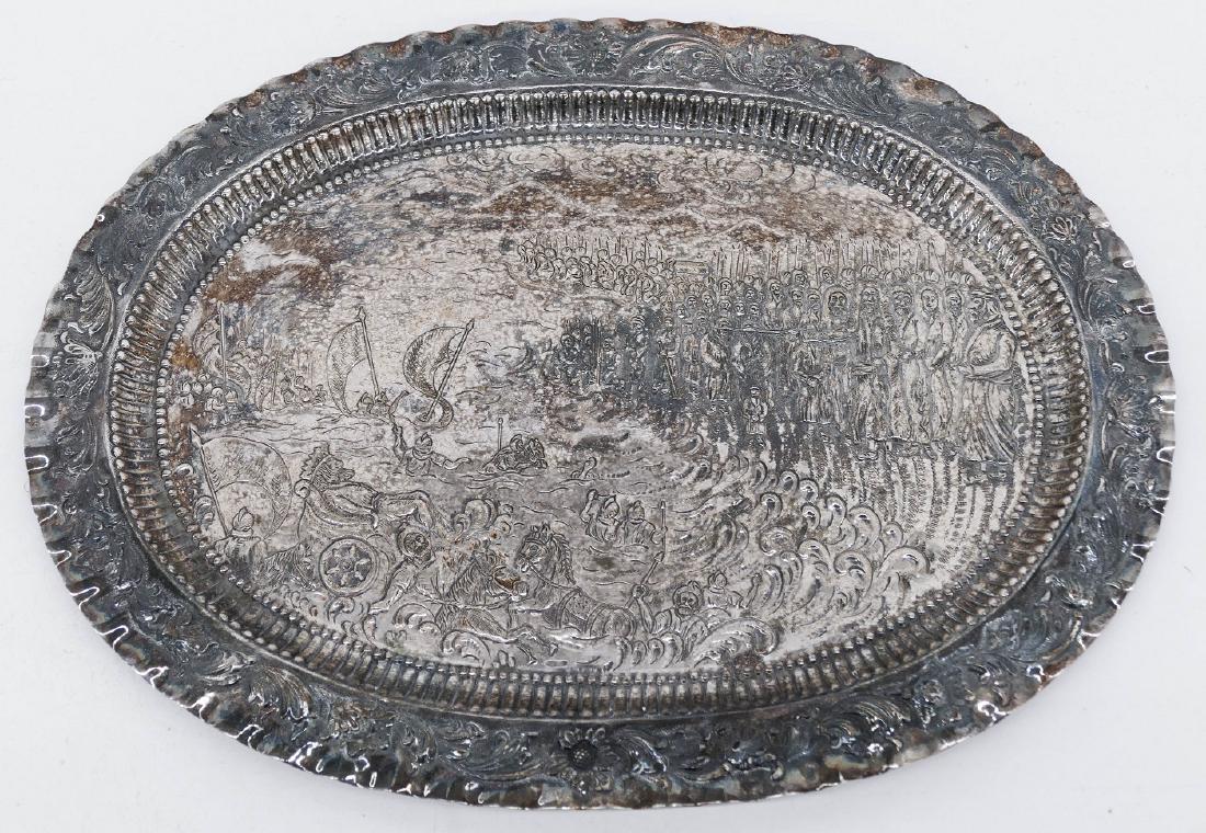 Austrian Repousse Battle Scene Silver Tray 9.5''x13''. (1 of 3)