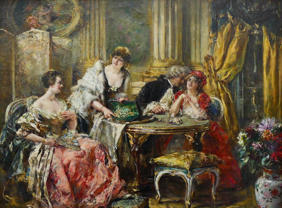 Eduardo Leon Garrido (1856-1949 Spanish) ''La Visite'' (1 of 3)