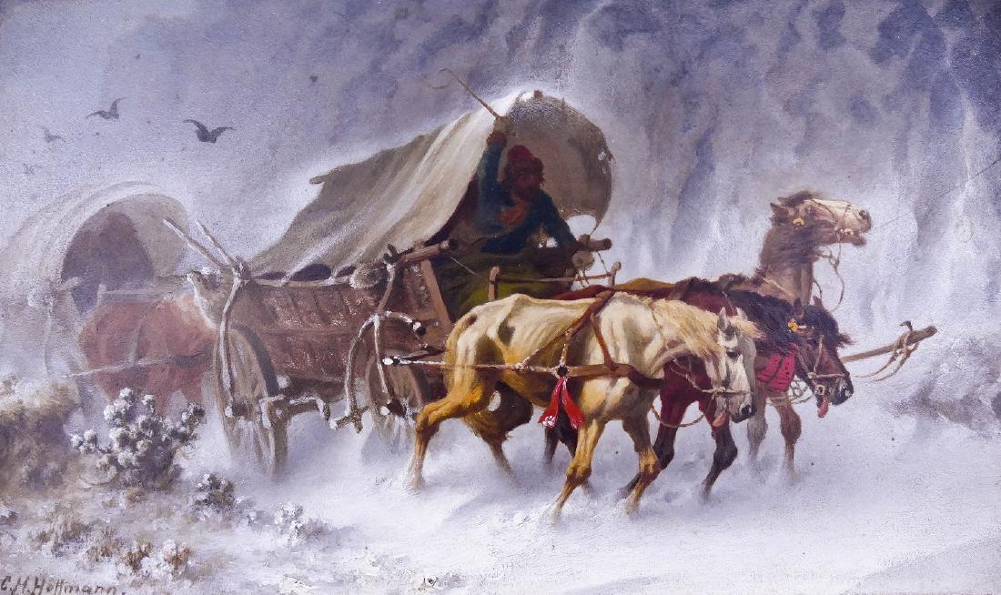 Carl Heinrich Hoffmann (1818-1896 German) ''Gypsy Wagon (1 of 3)