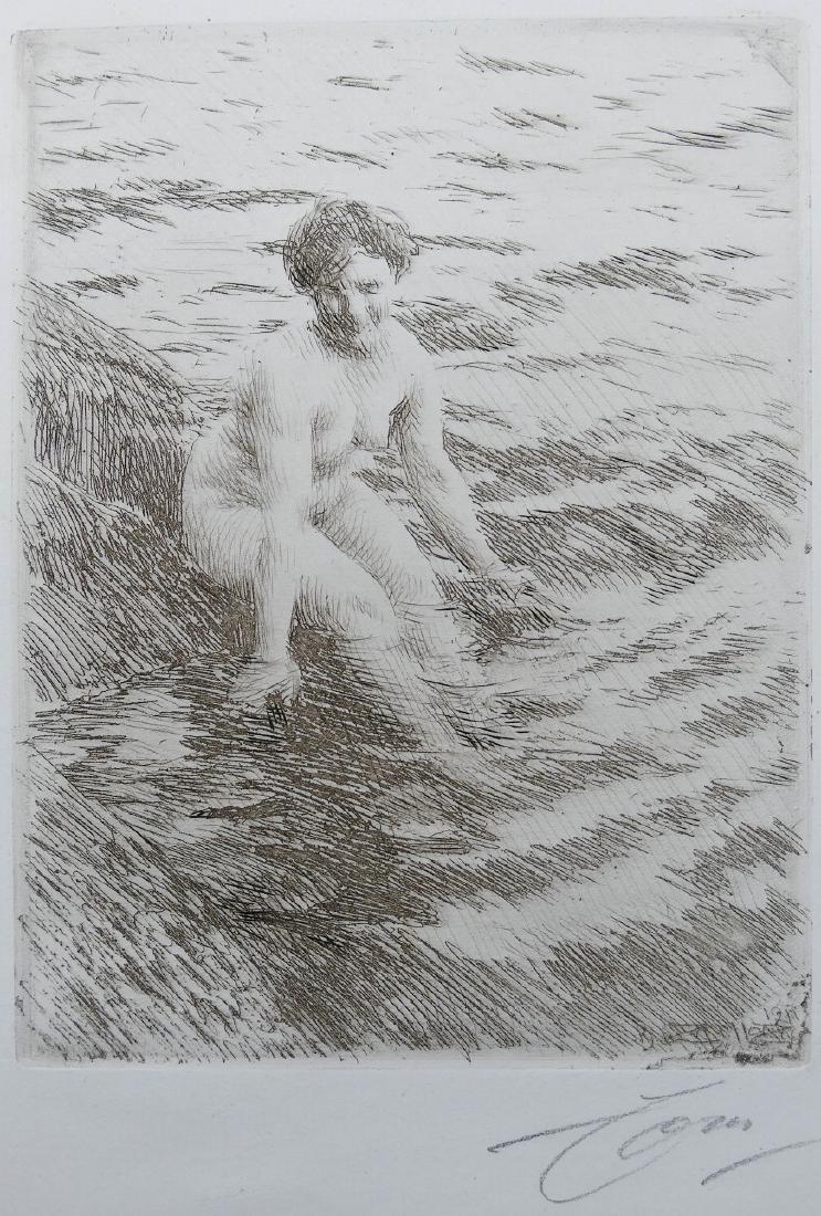 Anders Zorn (1860-1920 Swedish) ''Wet'' 1911 Etching (1 of 2)