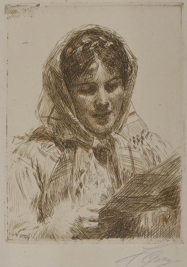 Anders Zorn (1860-1920 Swedish) ''The Letter'' 1913 (1 of 3)