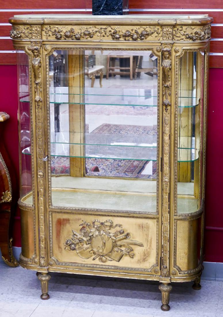 French Louis XV Style Gilt Vitrine Cabinet (1 of 3)