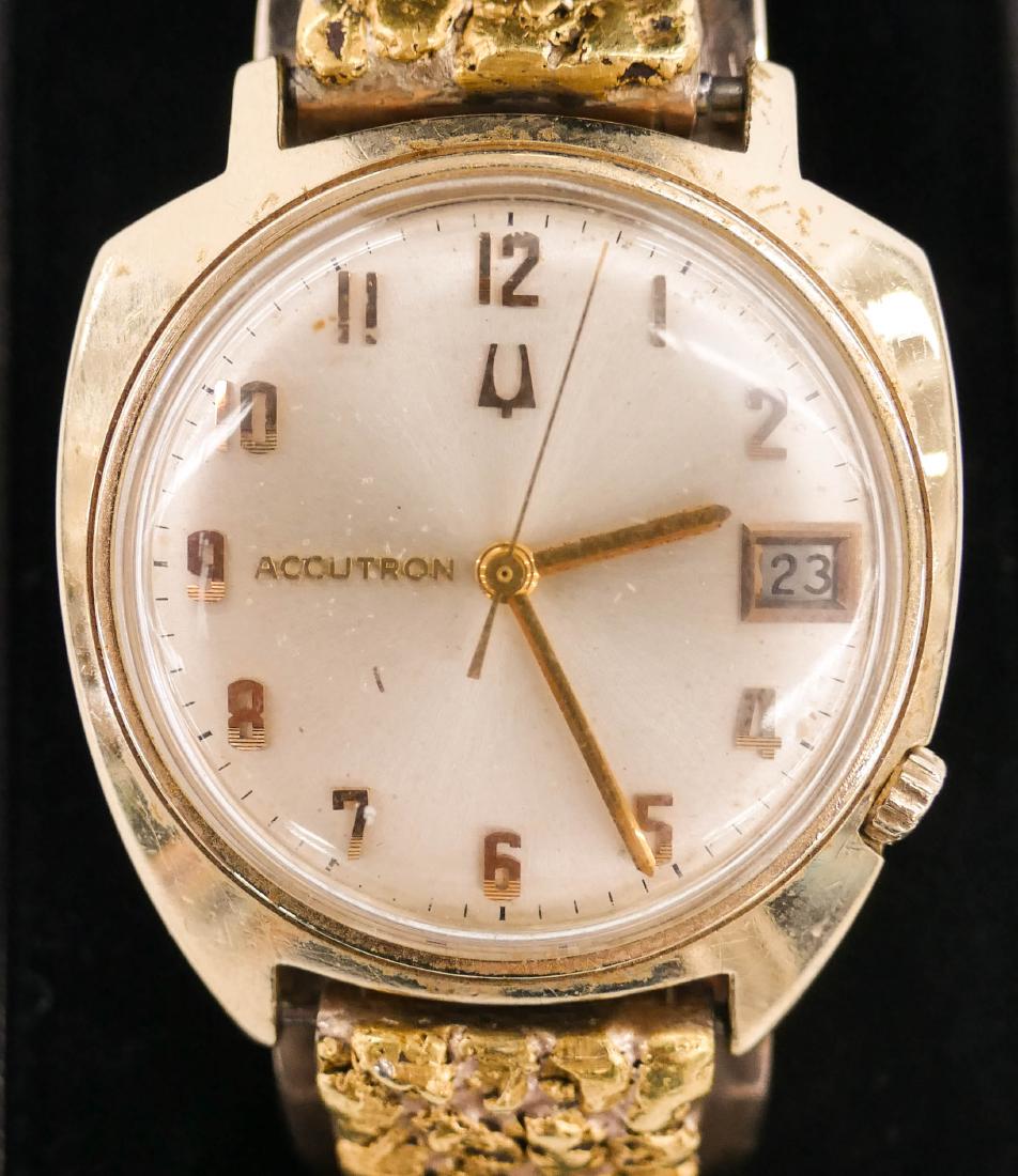 Men's Accutron 10k & Gold Nugget Wrist Watch. Includes (1 of 4)