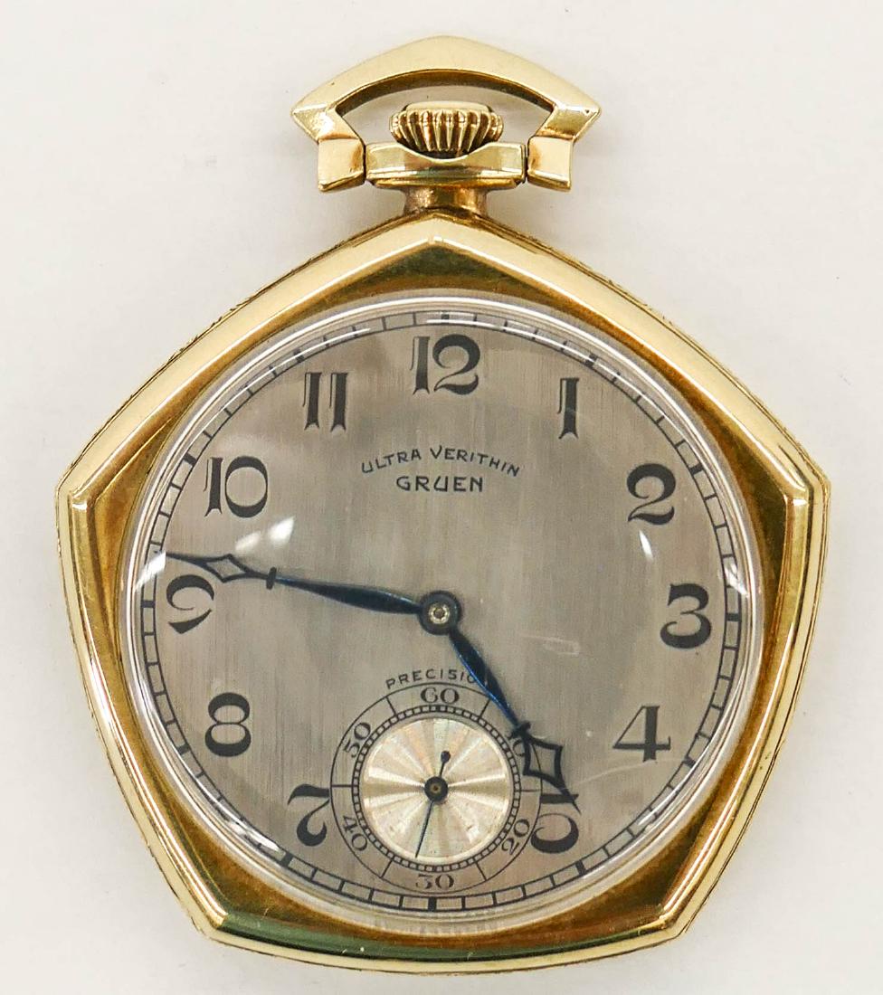 14k Gruen Ultra Verithin Gold Pocket Watch. Manual 17 (1 of 2)
