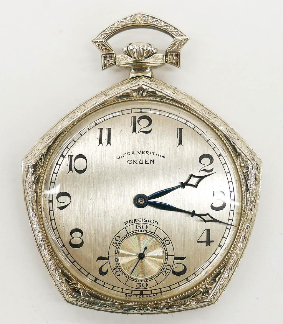 14k Gruen Ultra Verithin White Gold Pocket Watch. (1 of 3)