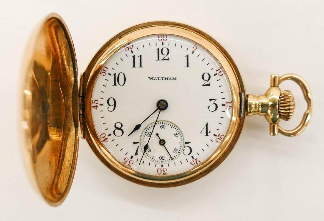 14k Waltham Model 1907 Gold Pocket Watch Size 0s. (1 of 4)