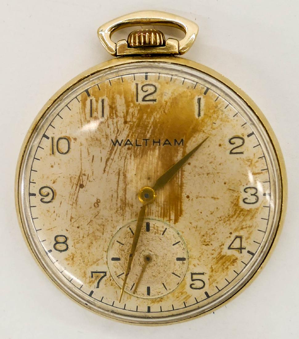 14k Waltham Colonial Gold Pocket Watch. Manual 21 jewel: 14k Waltham Colonial Gold Pocket Watch. Manual 21 jewel 5 positions movement. Serial number 32294488, circa 1944. 43mm case with silver dial and numerals. Marked Keystone 14k case number 6200462. It w