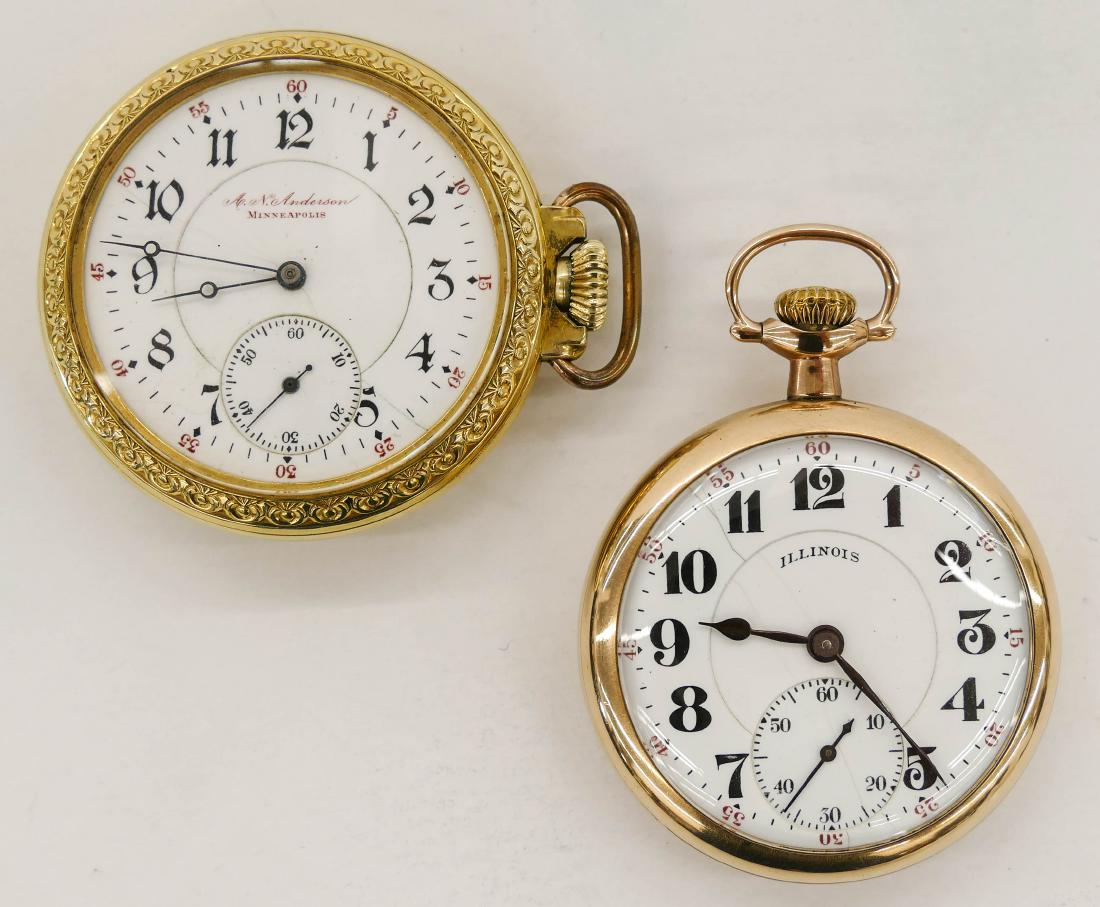2pc Illinois 175 & 305 Railroad Pocket Watches Size (1 of 3)