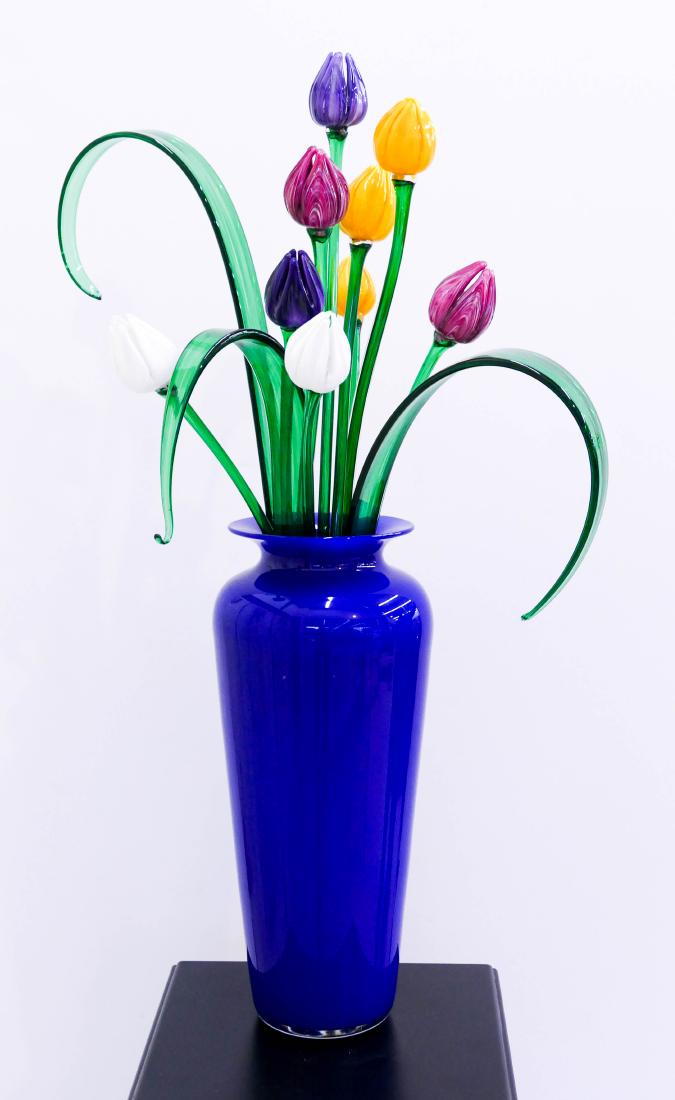 Bryan Rubino (b.1958 Washington) Vase of Tulips Blown (1 of 2)