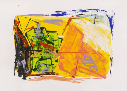 Ronnie Landfield (b.1947 New York) ''Abstract #3'' 1983: Ronnie Landfield (b.1947 New York) ''Abstract #3'' 1983 Acrylic on Paper 30''x42'' Image. A colorful abstraction on Arches. Signed and dated l.r. with Linda Farris Gallery label on verso. Plexiglass s