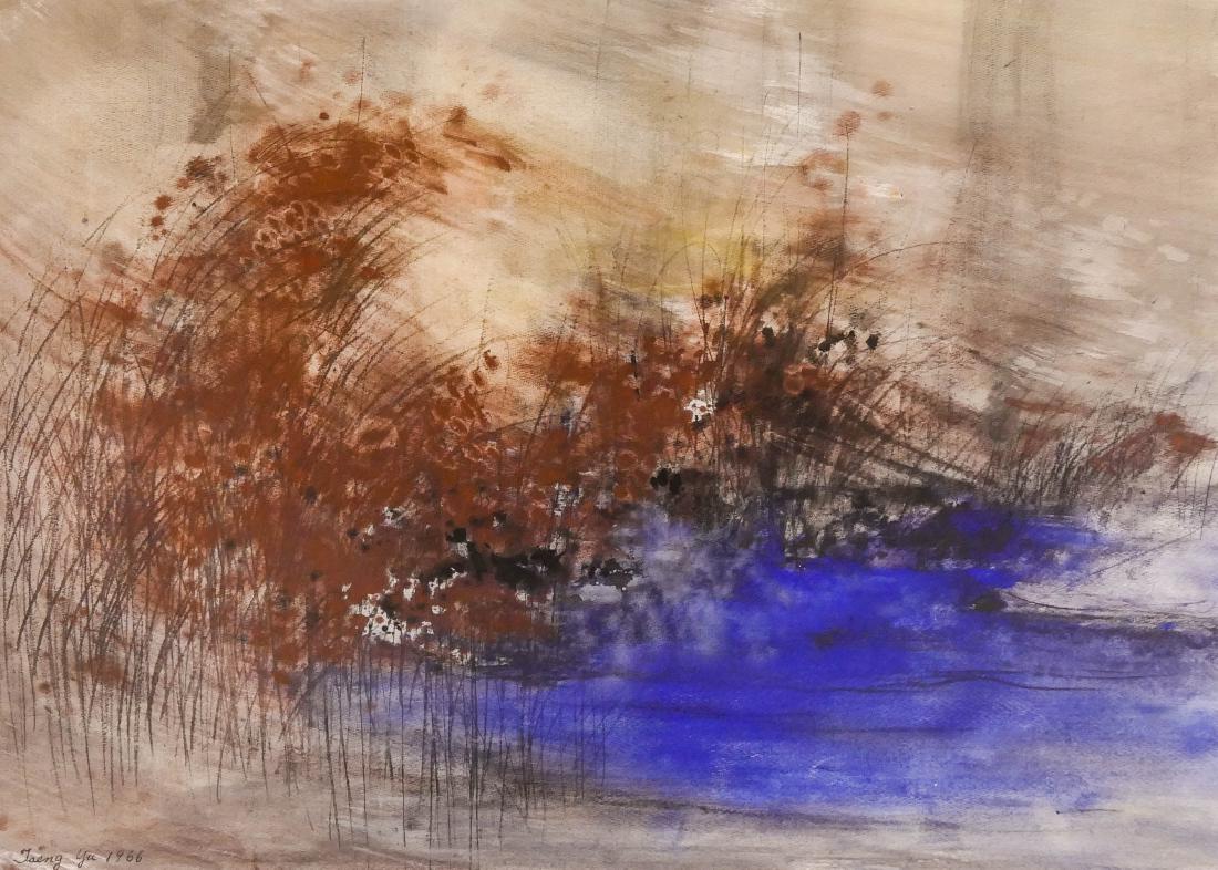 Marlene Tseng Yu (b.1937 Chinese) Untitled Pond Scene (1 of 2)