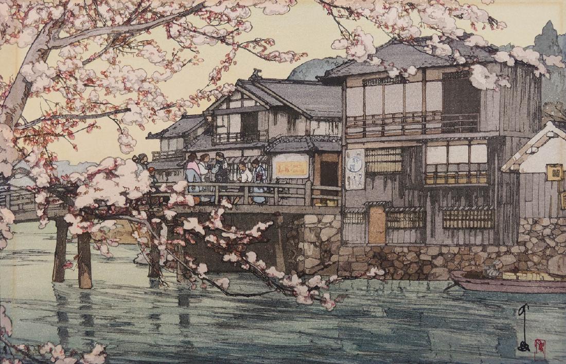 Hiroshi Yoshida (1876-1950 Japanese) ''Kansai District: Hiroshi Yoshida (1876-1950 Japanese) ''Kansai District Hayase'' Woodblock Print 10.5''x15.5'' Sheet. Printed signature and titled lower margin. Loose, unframed. Slight mat burn edge of image. Overall 