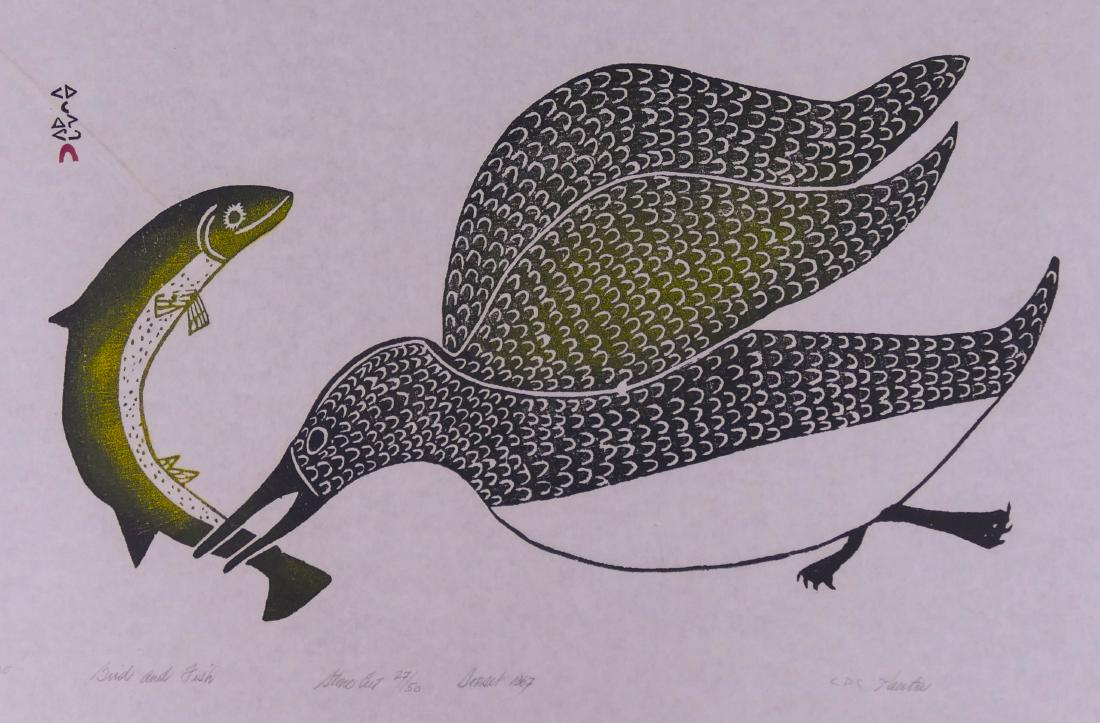 Pauta Saila (1917-2009 Inuit) ''Bird and Fish'' 1967 (1 of 2)