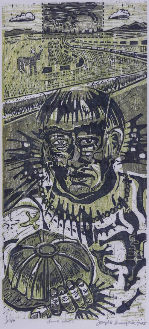 Joseph Senungetuk (b.1940 Alaska) Two Works: ''Local (1 of 3)