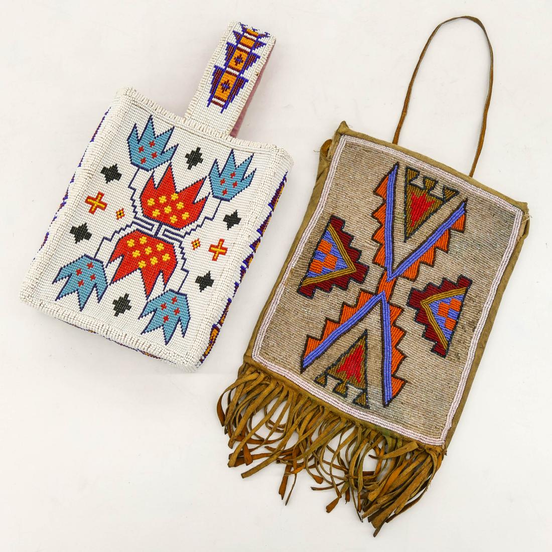 2pc Columbia River Plateau Geometric Beaded Bags. (1 of 3)