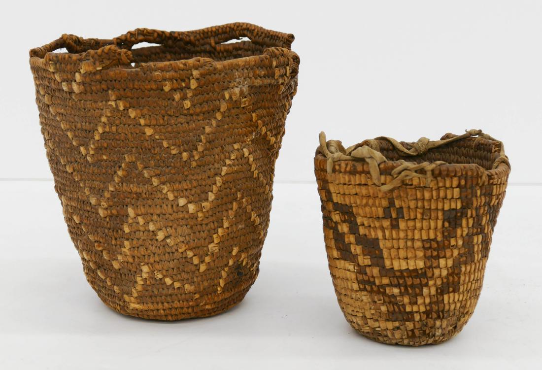 2pc Antique Klickitat Indian Berry Baskets 7''x7'' and (1 of 3)
