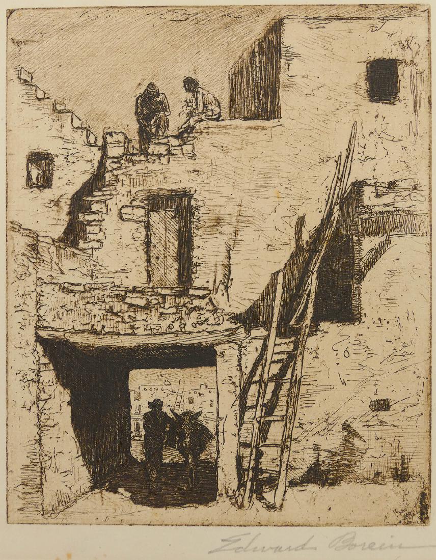Edward Borein (1872-1945 California) ''The Tunnel'': Edward Borein (1872-1945 California) ''The Tunnel'' Etching 7''x5.75'' Impression. Pencil signed lower margin. Sheet size 11''x9.5''. Loose, unframed. Some scattered light foxing spots in margin with 