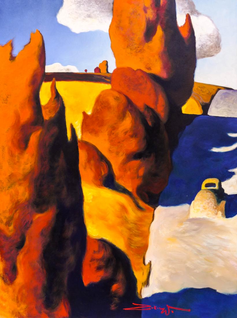 Z.Z. Wei (b.1957 Washington) ''Sunday Visit'' Oil on (1 of 4)